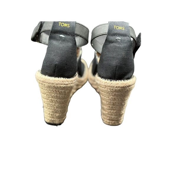 Toms Womens Marisol Wedge Sandal Adjustable Hook and Loop Strap Black Size 6M - Picture 6 of 12